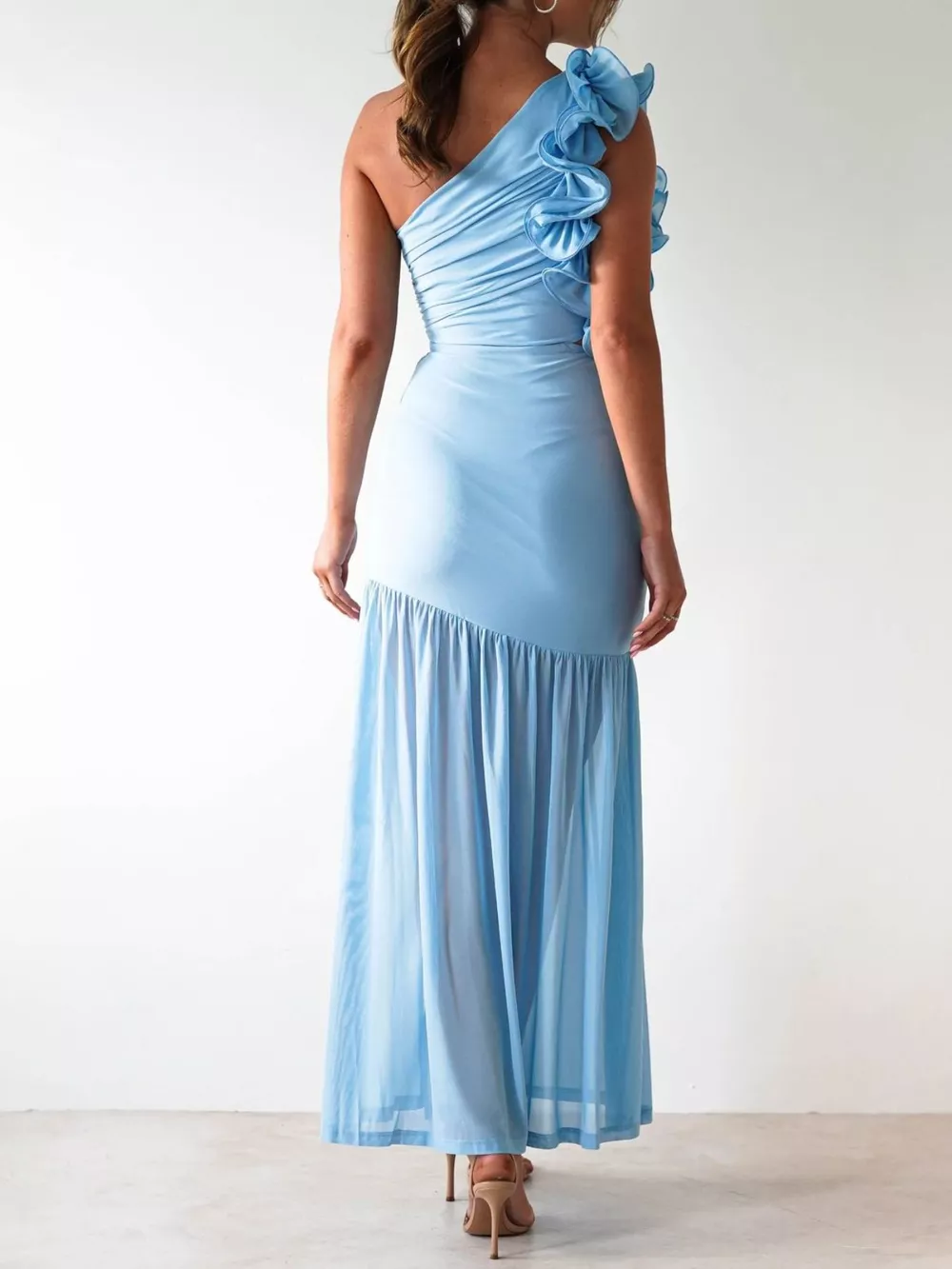 One-Shoulder Ruffle Trim Maxi Dress, image 19