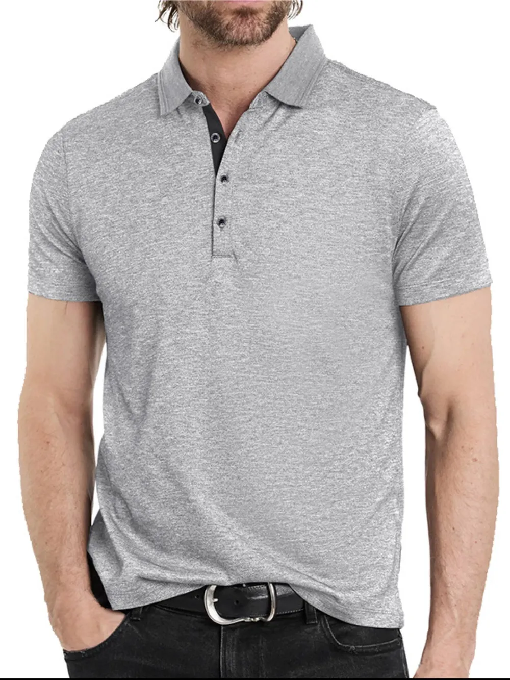 Men's Classic Heathered Short Sleeve Polo Shirt, image 4