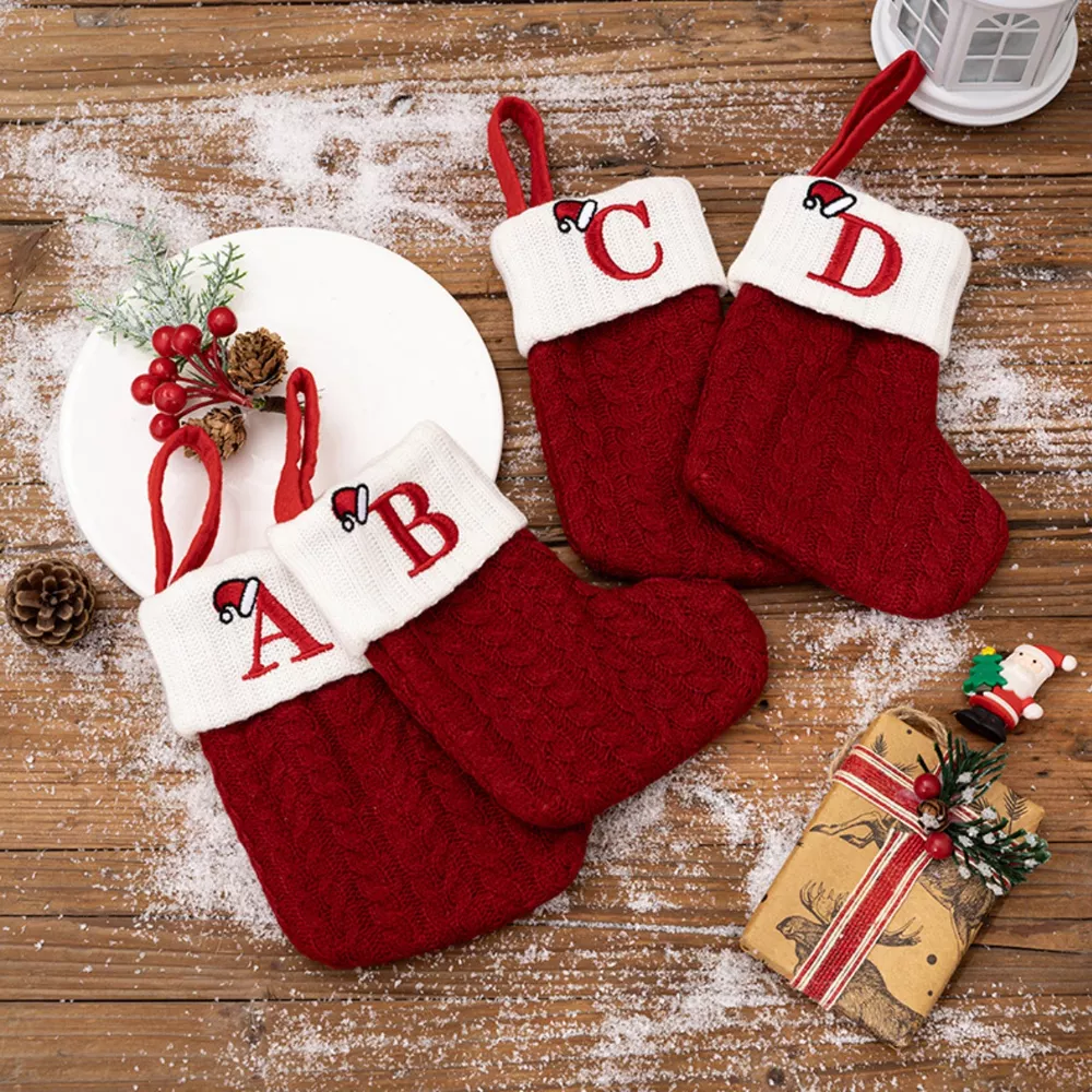 Cable-Knit Contrast Christmas Stockings, image 2