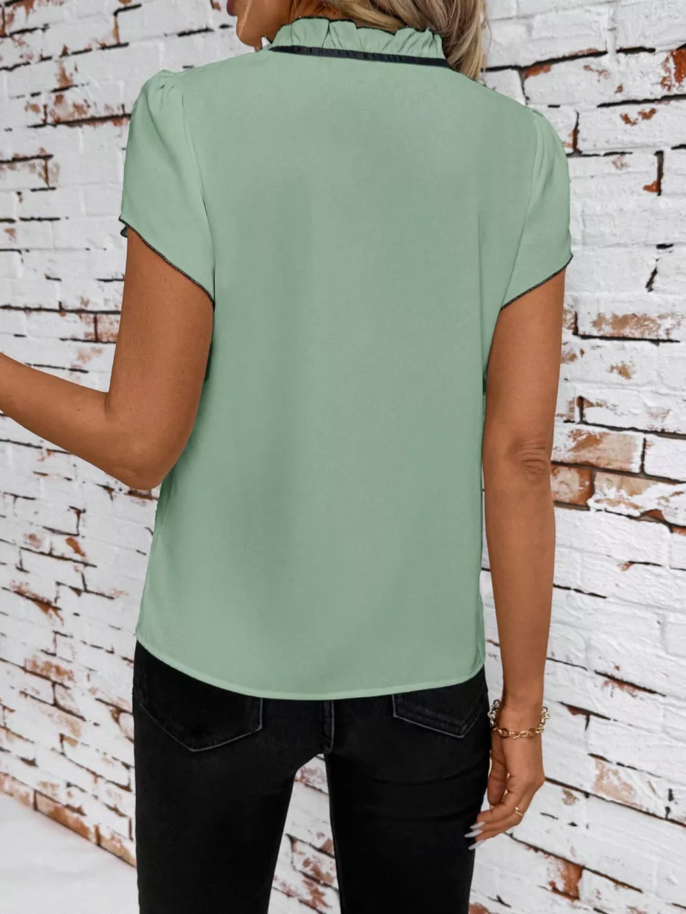 Tie Neck Short Sleeve Blouse, image 13
