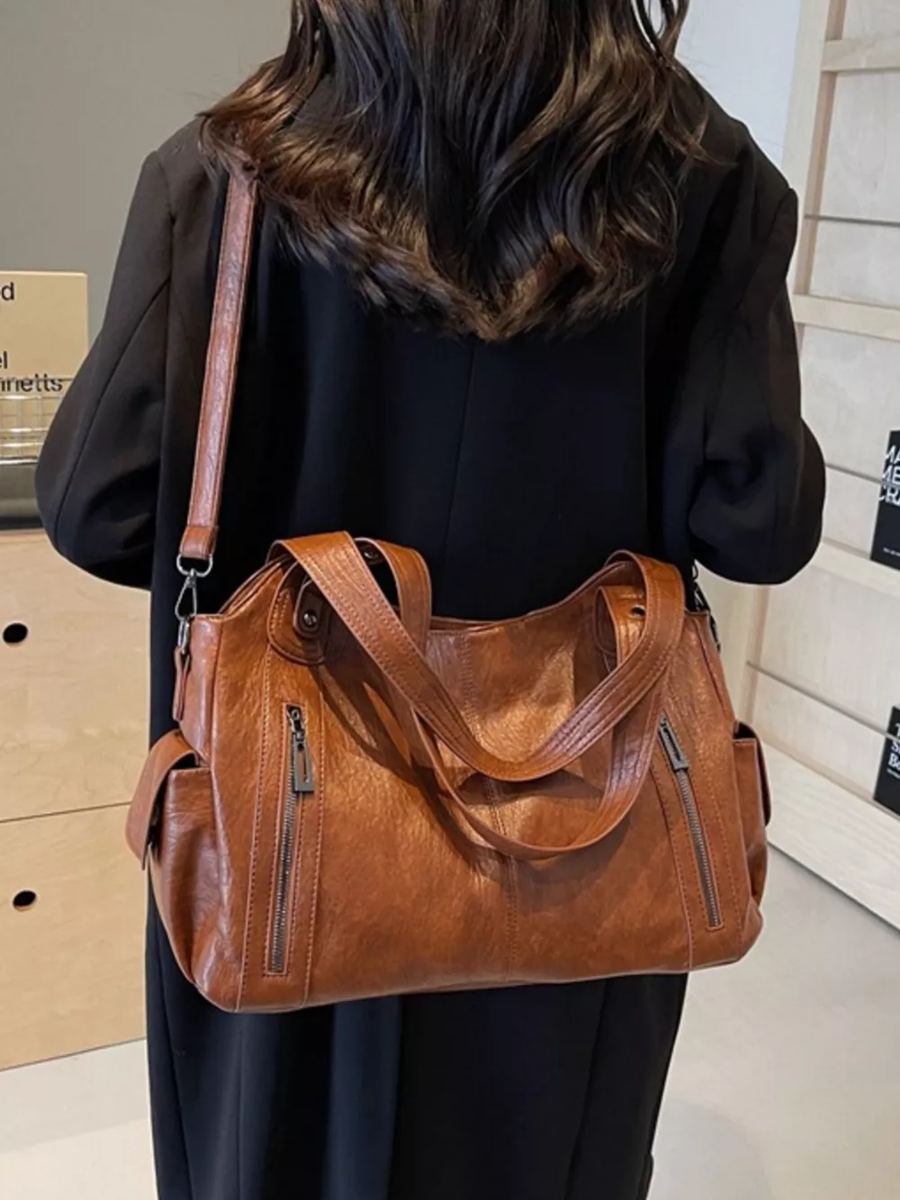 Vintage Style Zipper Front Handbag, image 6