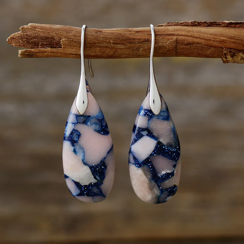 Teardrop Shape Natural Stone Dangle Earrings, image 8