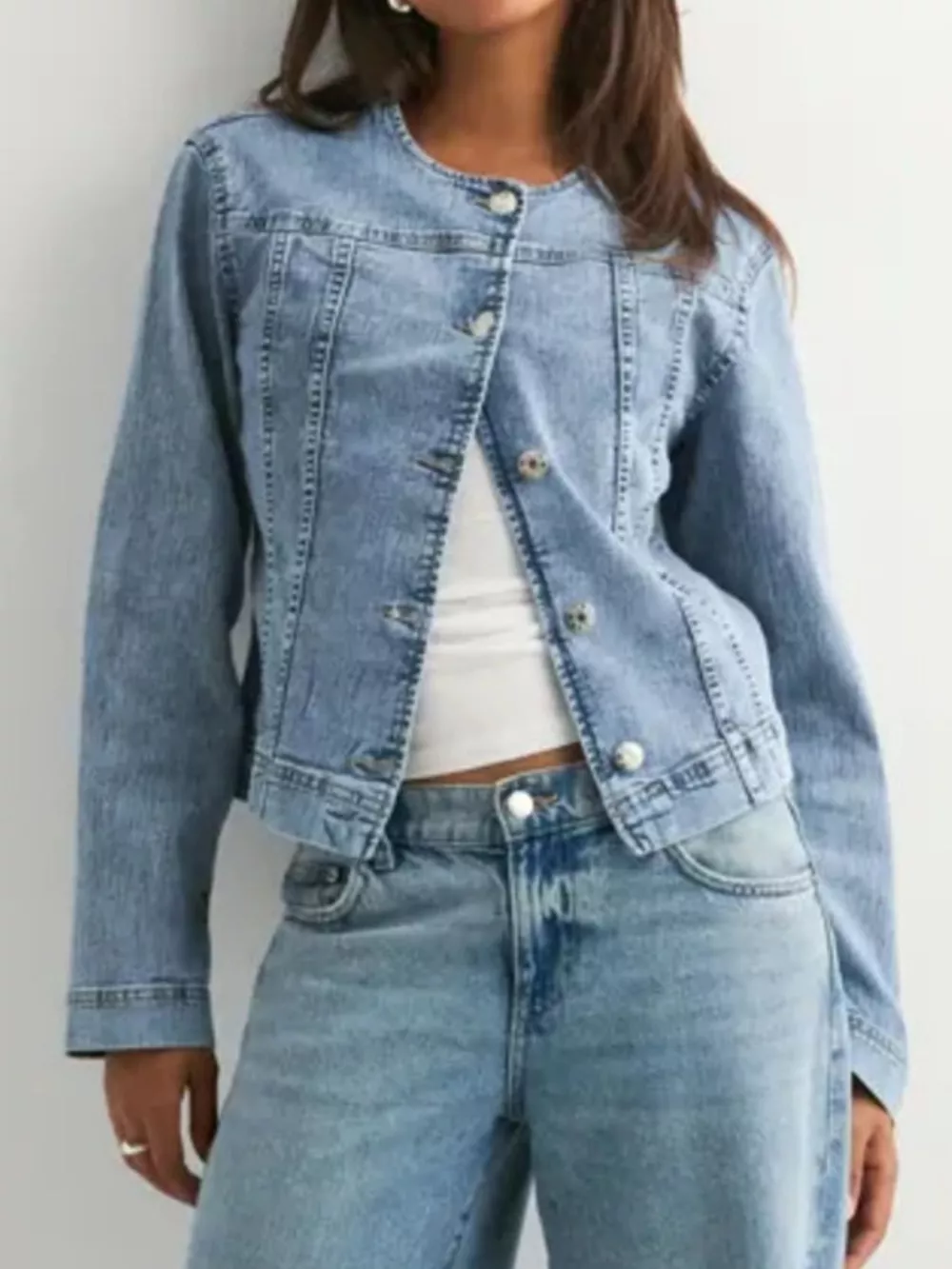 Classic Button-Down Denim Jacket, image 6