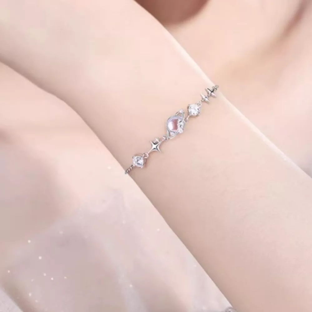 925 Sterling Silver Zircon Star Adjustable Bracelet