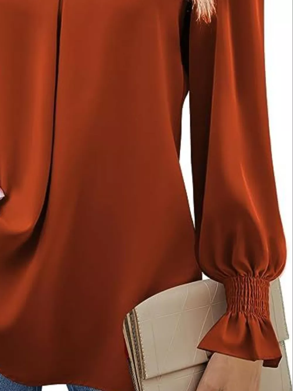 V-Neck Long Sleeve Ruffle Cuff Blouse, image 30