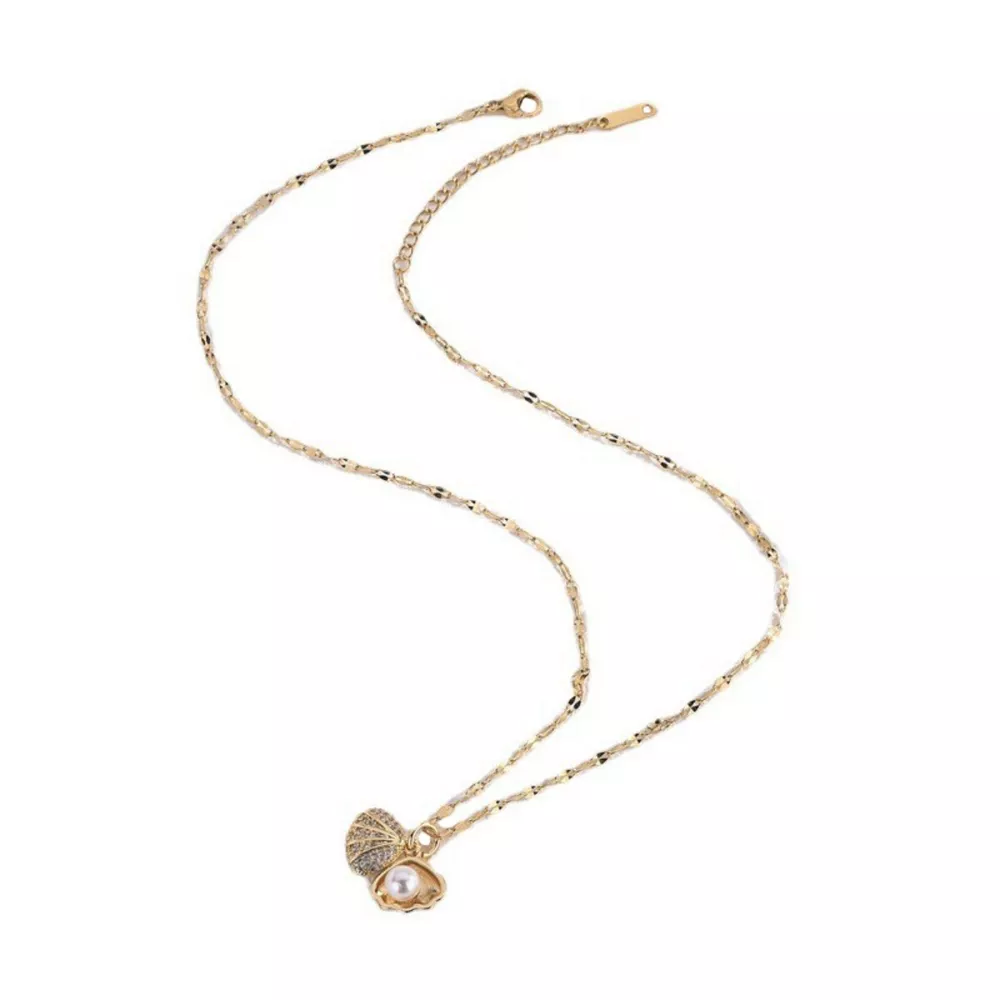 18K Gold-Plated Pearl Shell Necklace, image 5