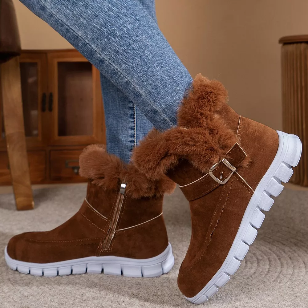 Fuzzy Trim Buckle Boots, image 7