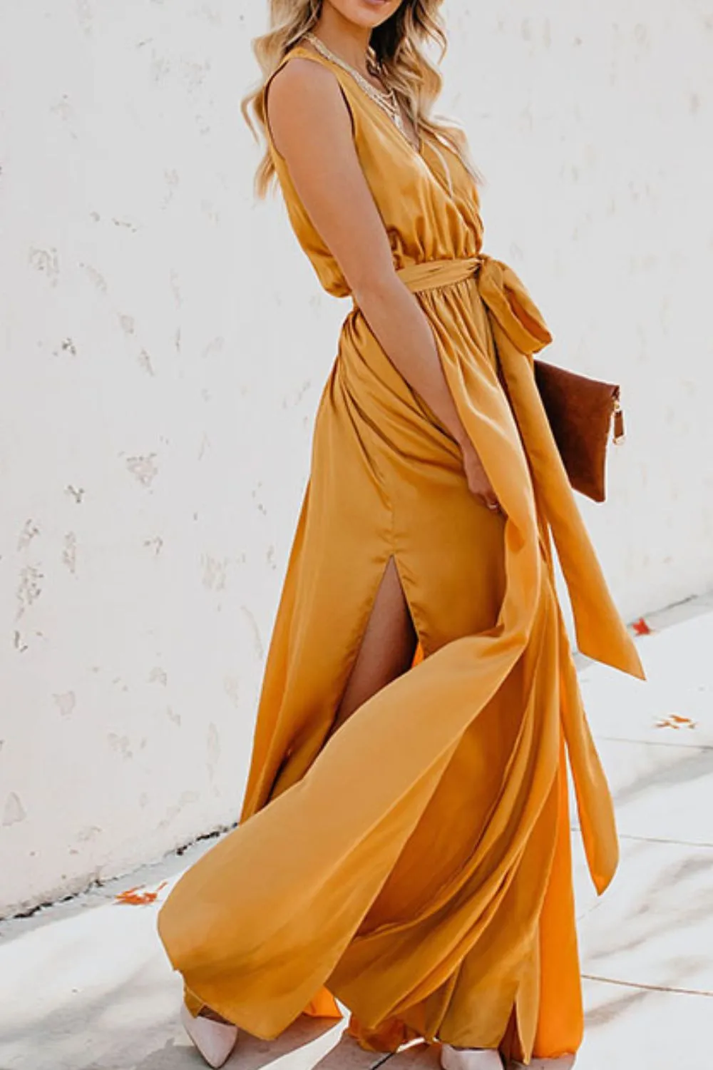 Surplice Tie Waist Maxi Dress, image 8