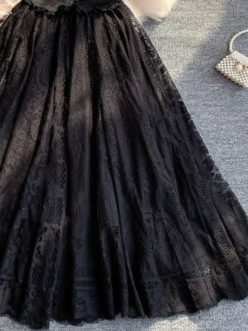 Lace Panel Puff Sleeve Dress, image 6