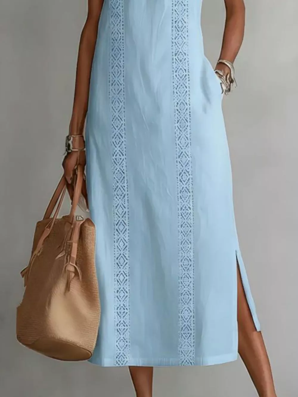 Full Size Side Slit Sleeveless Midi Dress Plus Size, image 6