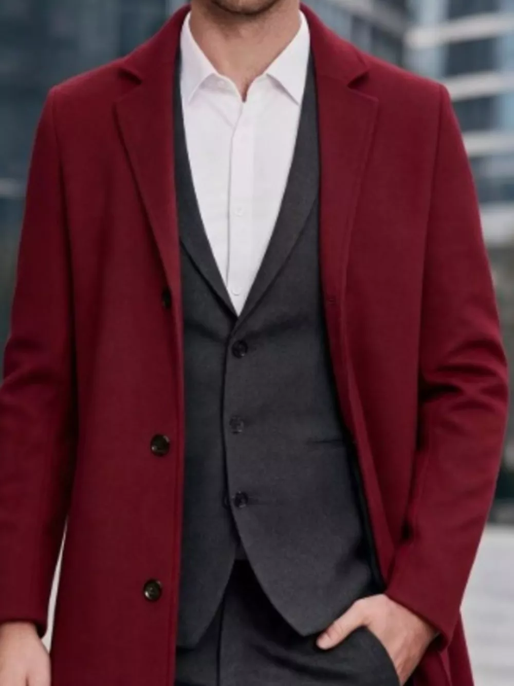 Men's Plus Size Slim-Fit Lapel Collar Overcoat, image 6
