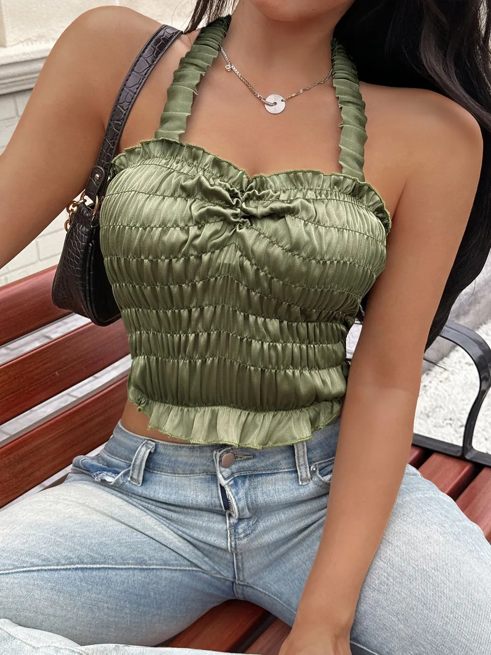 Smocked Halter Neck Cami, image 9