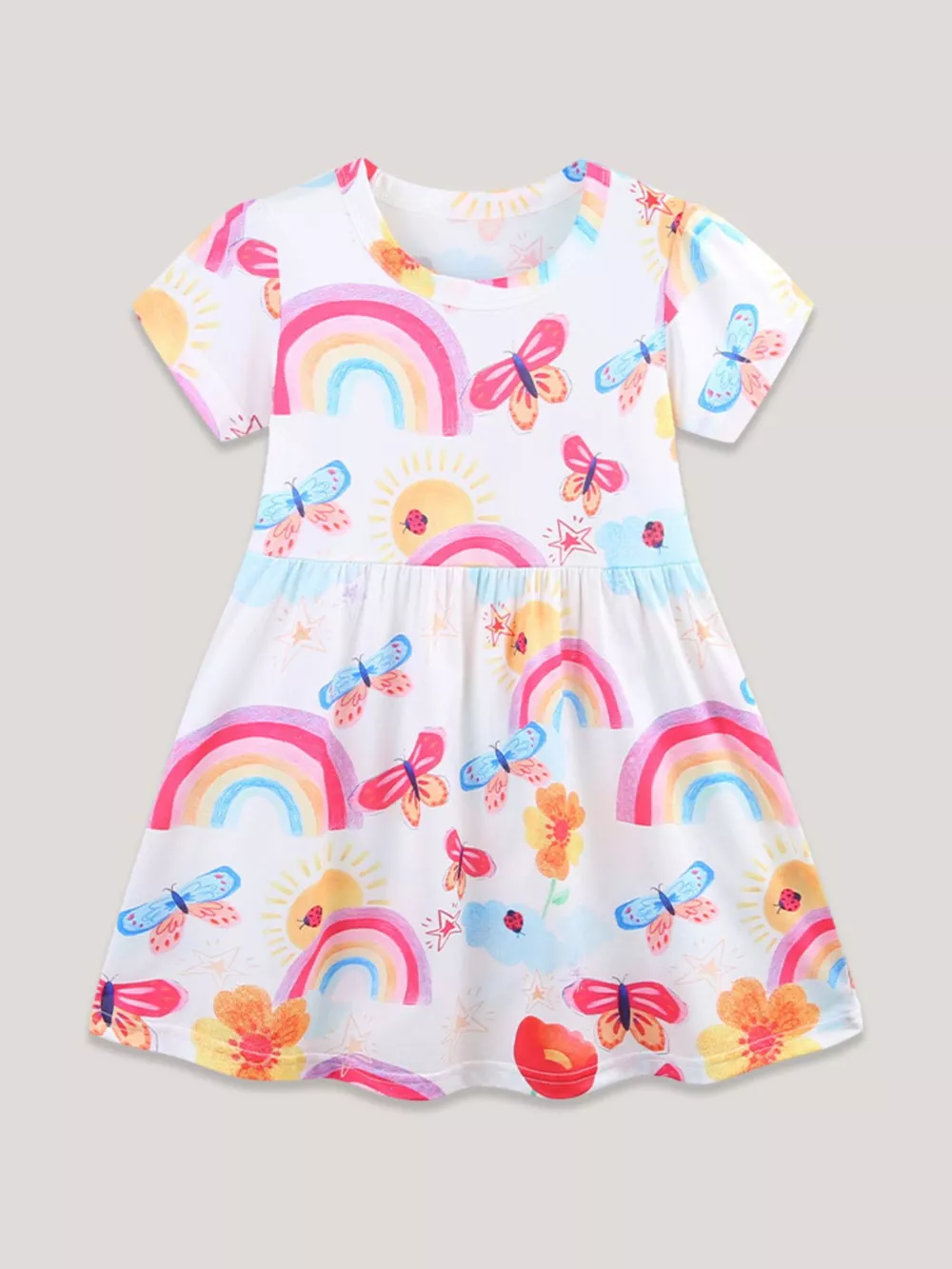 Children's Rainbow Butterfly Print Casual Dress