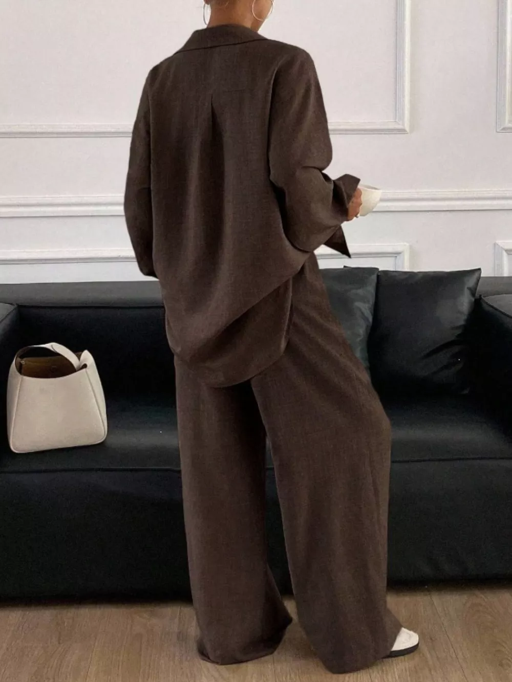 Button-Down Shirt and Wide-Leg Pants Set, image 18