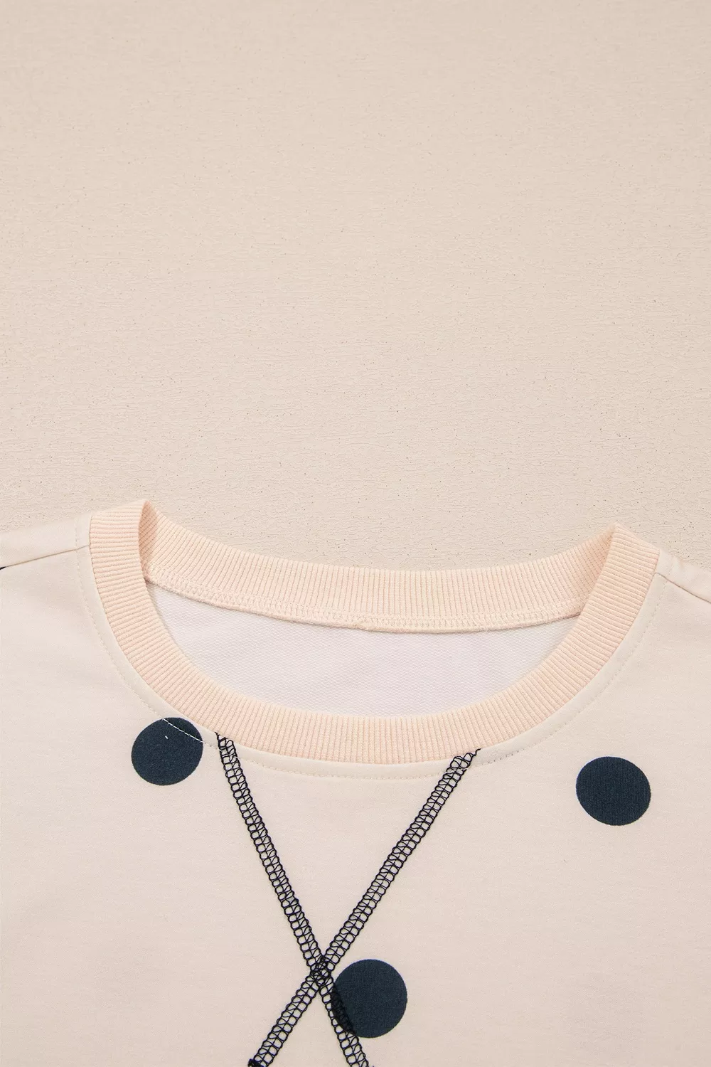Loose-fit Long Sleeve Round Neck Polka Dot Tunic Sweatshirt, image 10