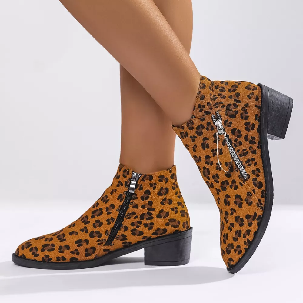 Leopard Block Heel Ankle Boots, image 14
