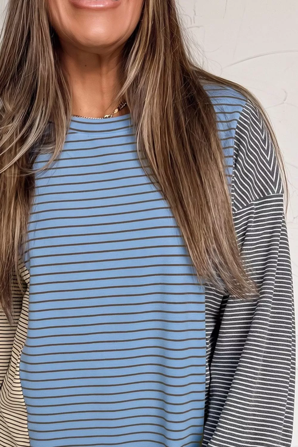 Color Block Striped Dropped Shoulder Sweatshirt, image 3