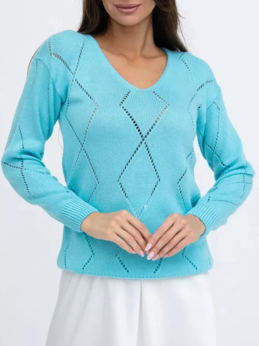 Openwork V-Neck Sweater, image 18