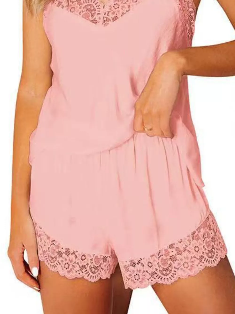 Lace Trim Cami and Shorts Lounge Set, image 13