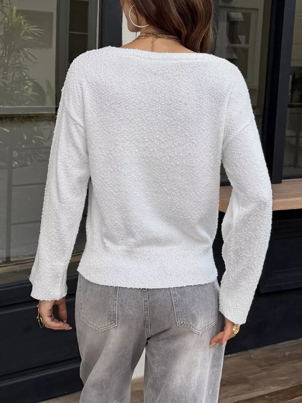 Boat Neck Dropped Shoulder Sweater, image 5