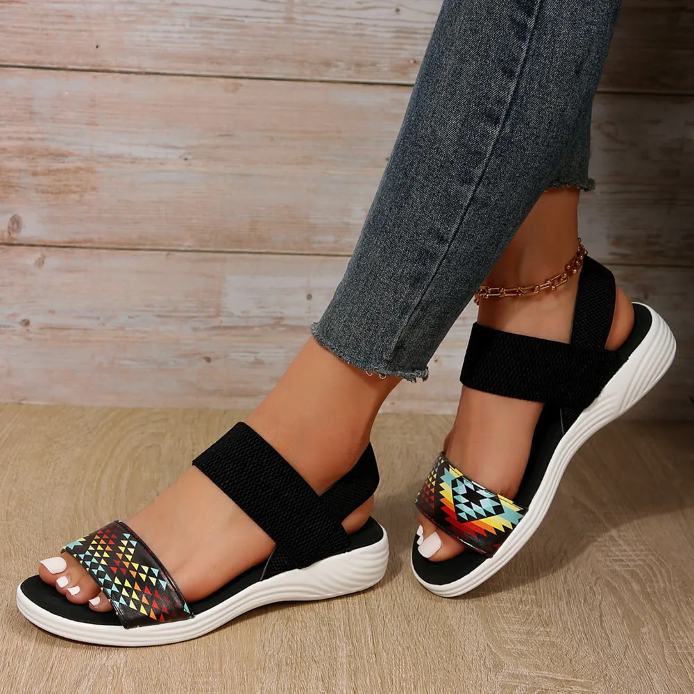 PU Leather Open Toe Low Heel Sandals, image 3