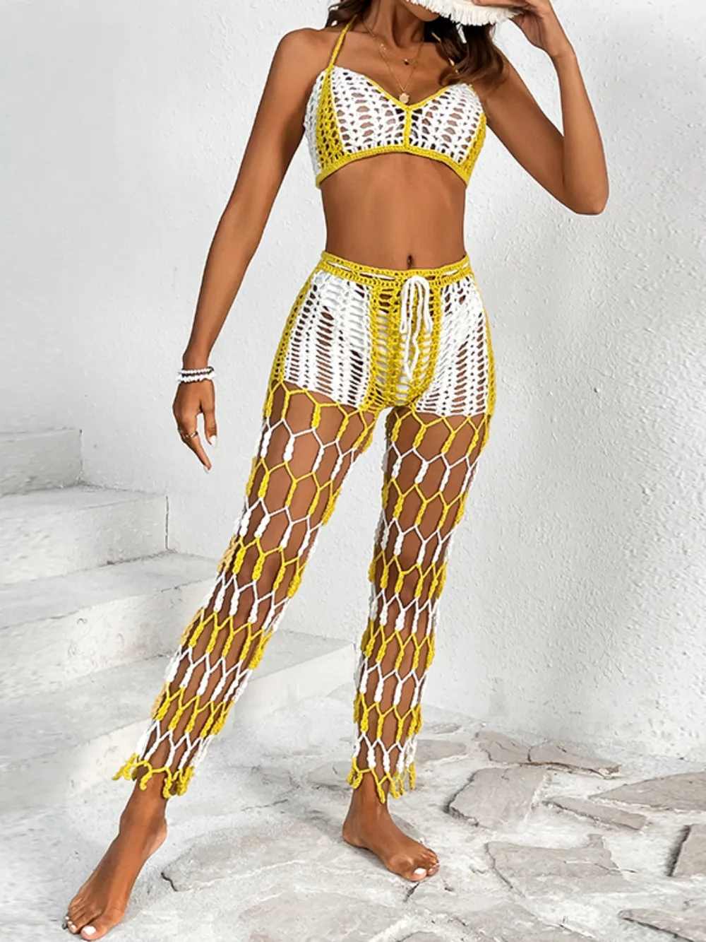 Cutout Halter Neck Top and Pants Two-Piece Swim Set, image 18