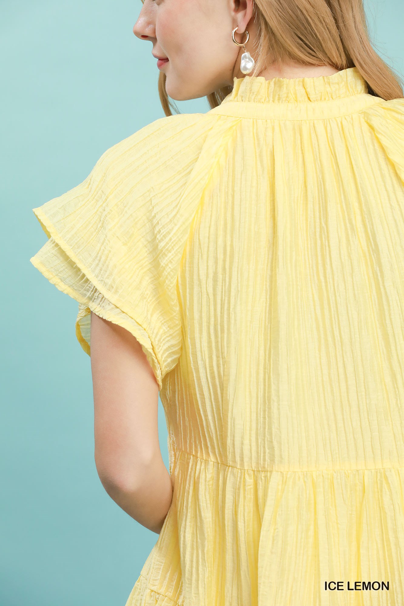 Tiered Ruffle Sleeve Textured Mini Dress, image 5