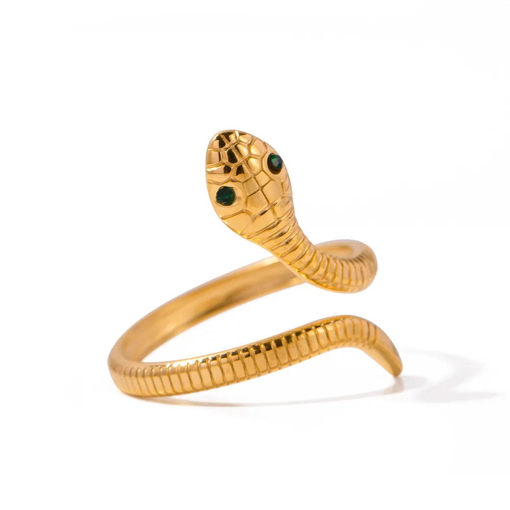18K Gold-Plated Snake Wrap Adjustable Ring, image 3