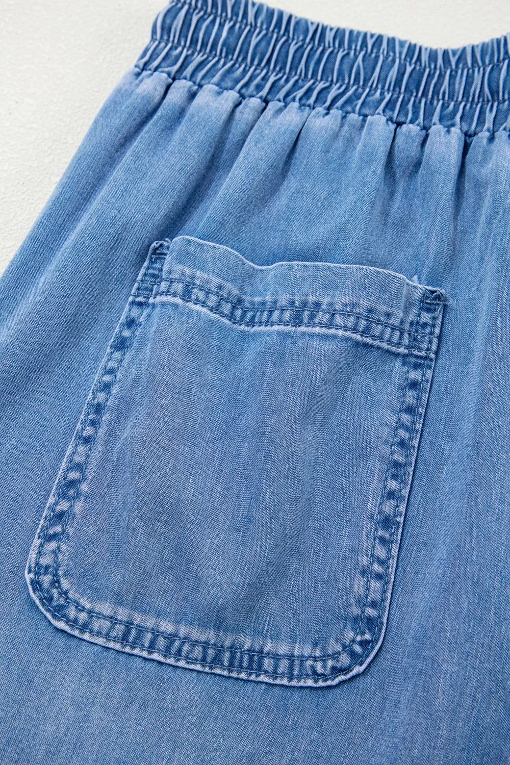Drawstring Elastic Waist Pocketed Loose Jeans, image 9