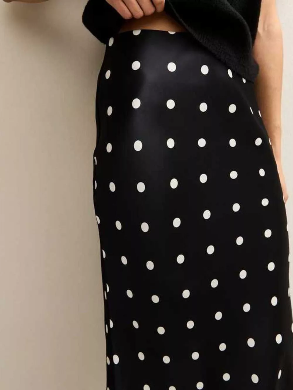 Polka Dot Midi Skirt with Lace Trim, image 7