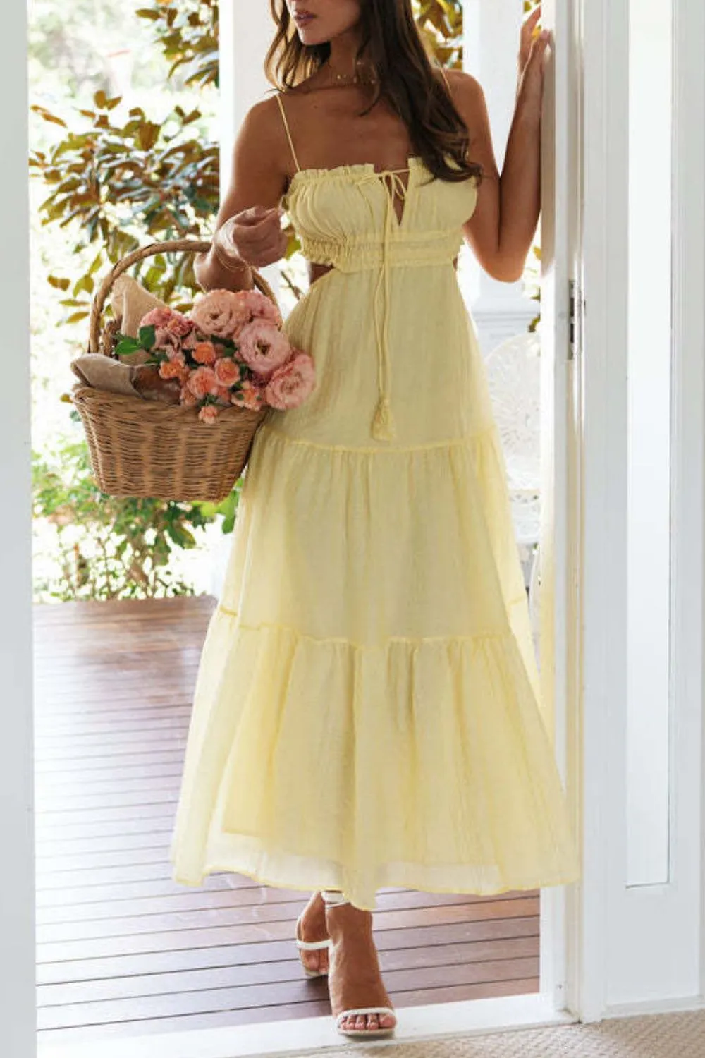 Cutout Square Neck Midi Cami Dress, image 26