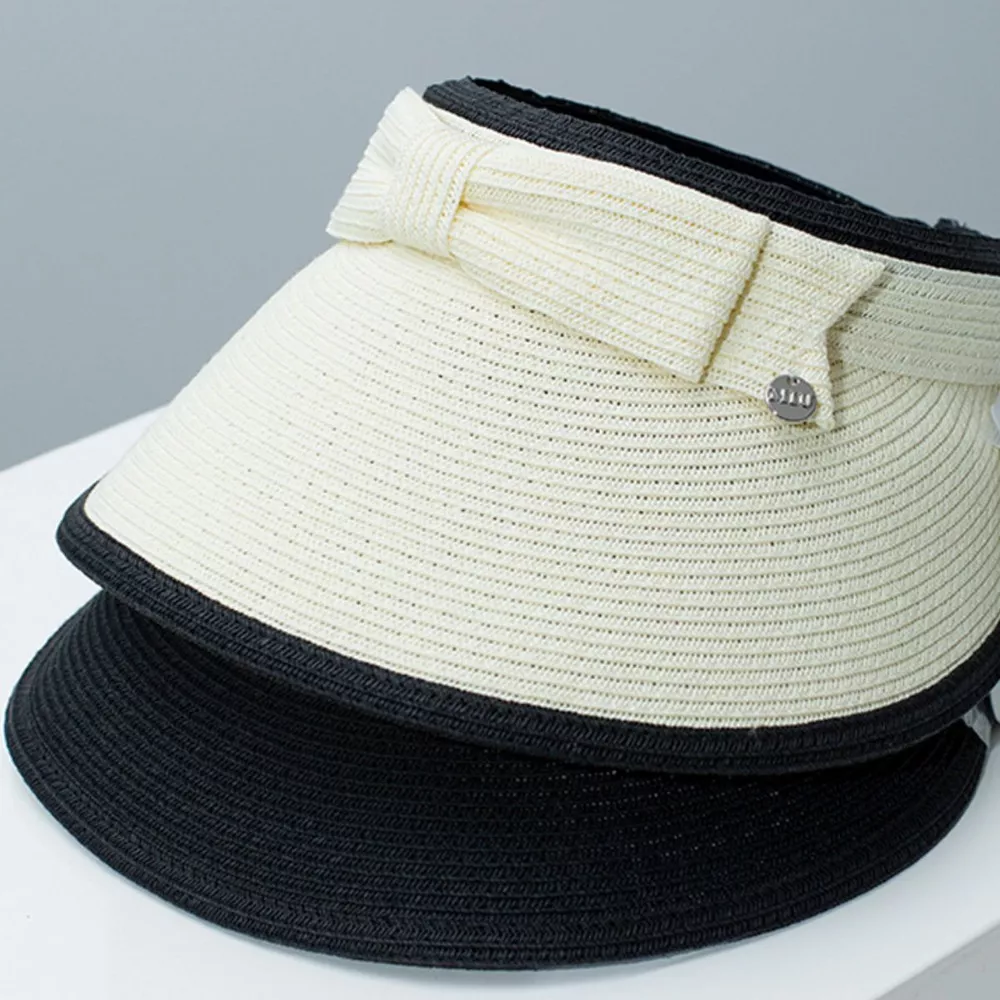 Bowknot Straw Sun Visor Hat, image 2