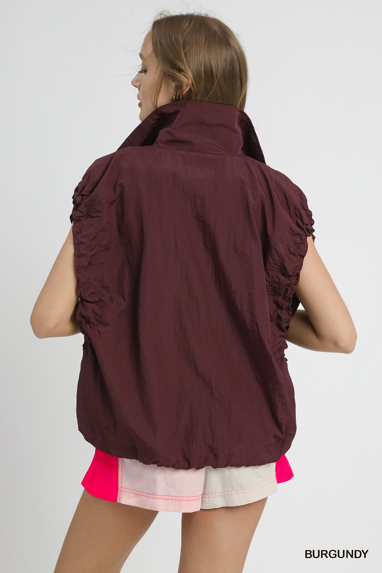 Drawstring Hem Nylon Vest with Pockets, image 3