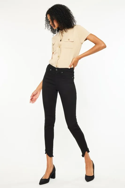 High Rise Frayed Hem Skinny Jeans, image 5
