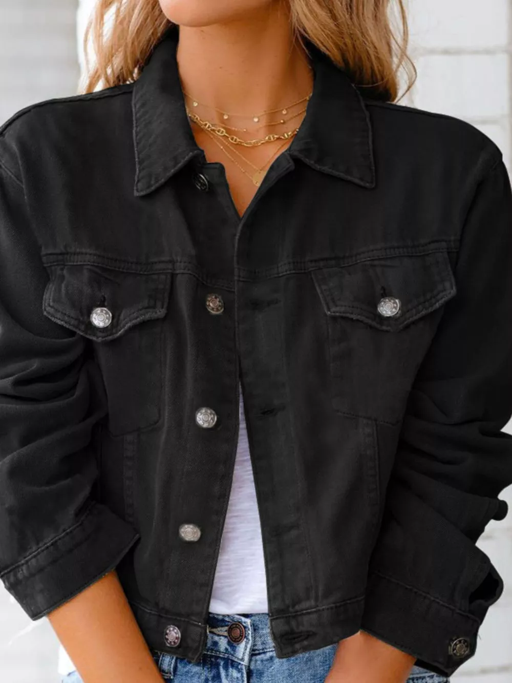 Button Up Long Sleeve Denim Jacket, image 25
