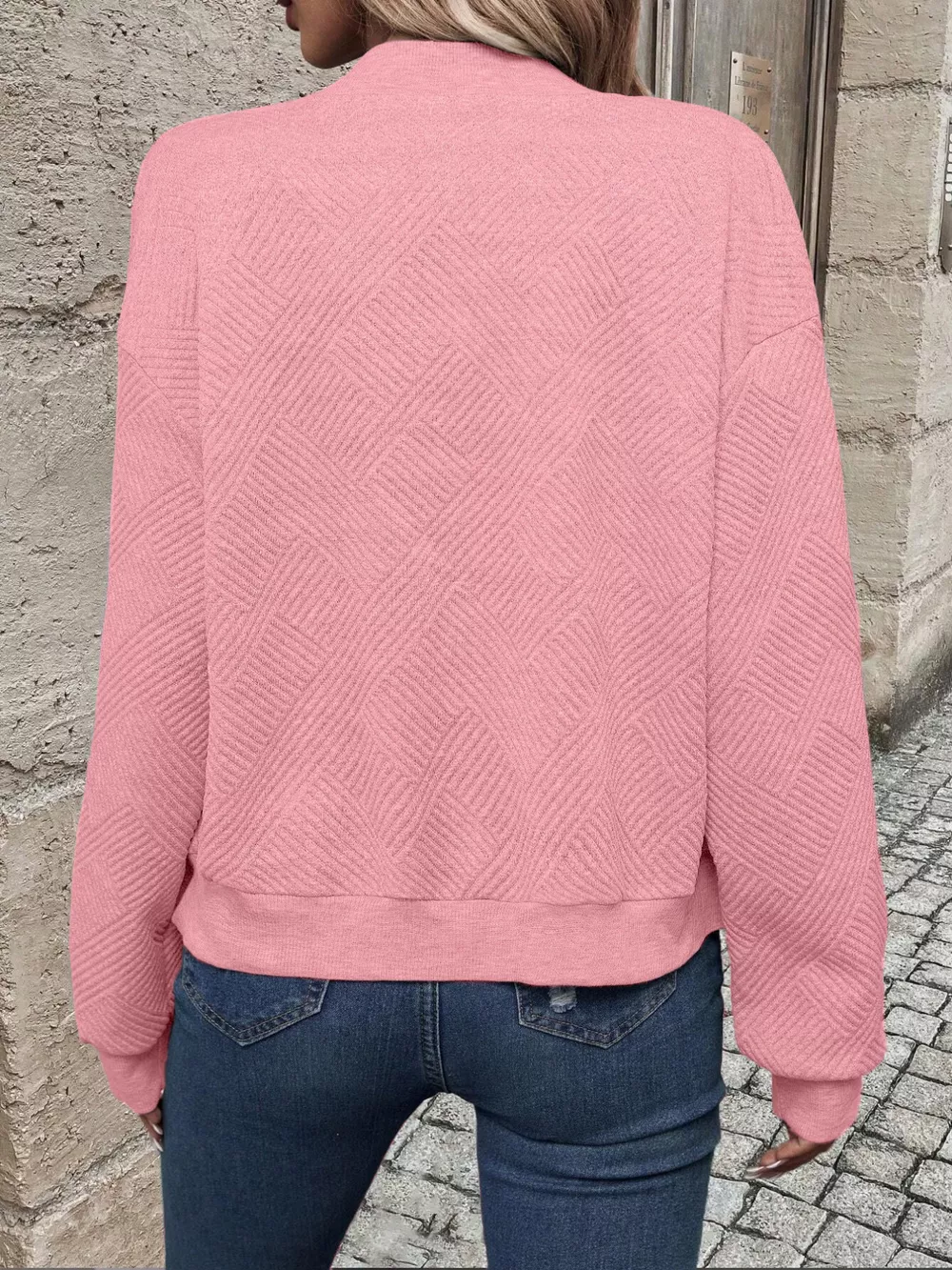 Full Size Zip Up Long Sleeve Textured Jacket Plus Size, image 10