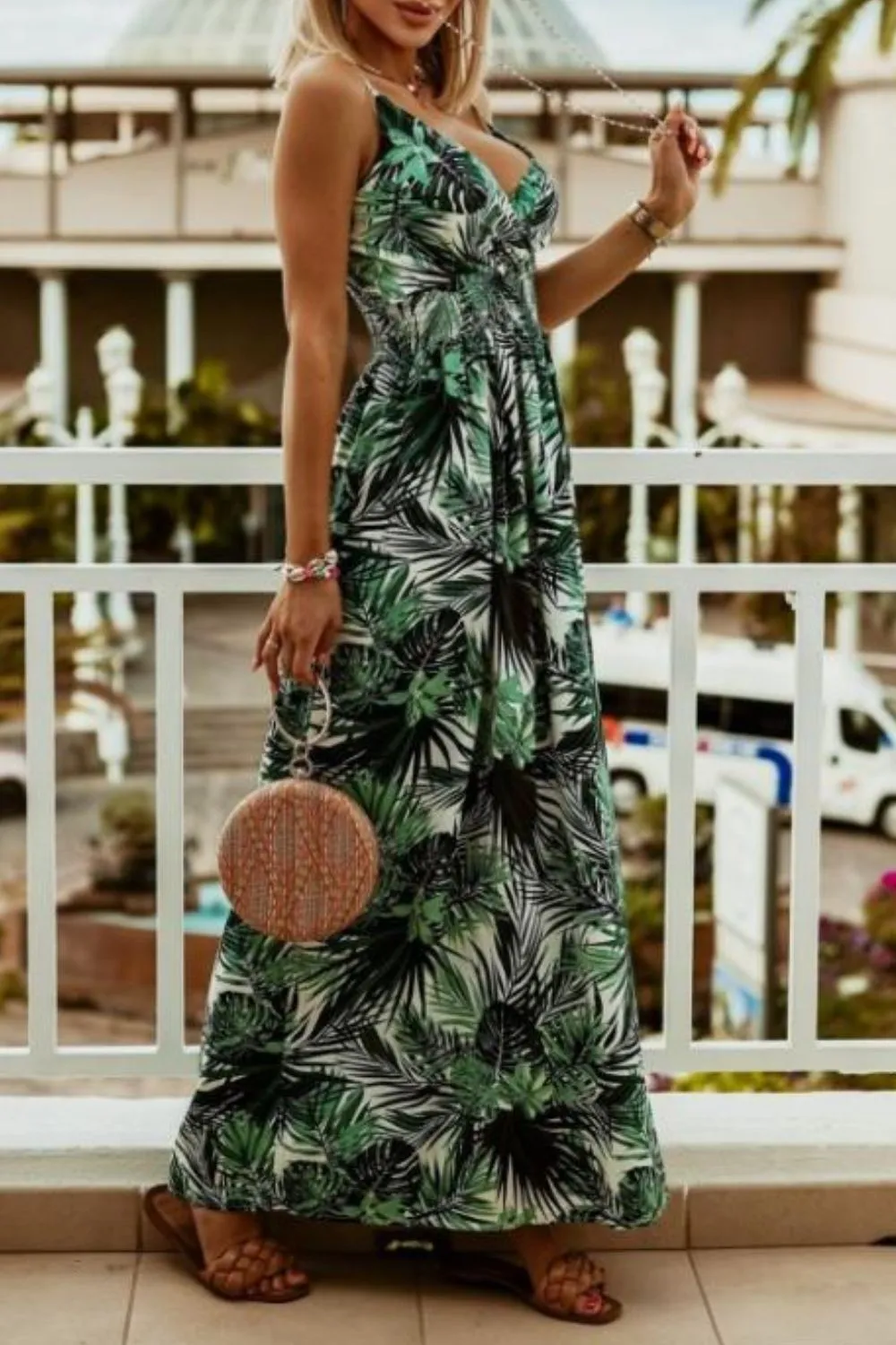 Printed Spaghetti Strap Maxi Dress, image 23