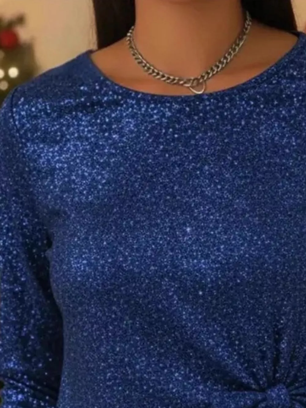Full Size Sequin Bow-Knot Long Sleeve Top Plus Size, image 12