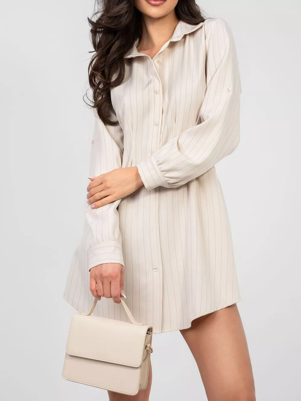 Striped Button-Down Mini Dress, image 2