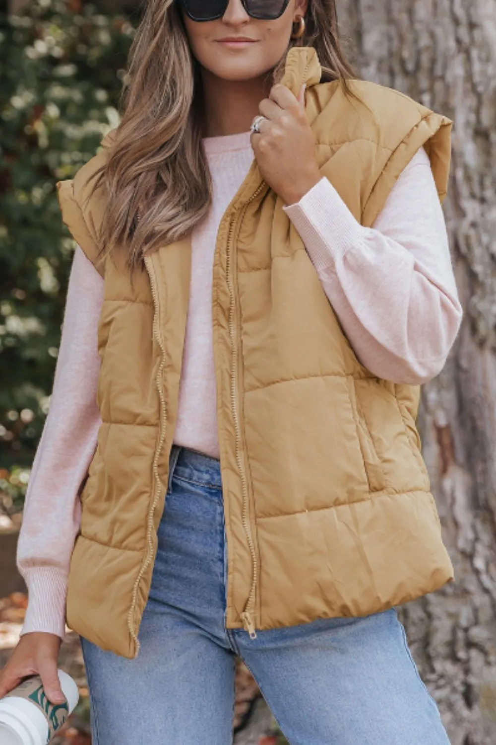 Zip Up Vest Coat with Pockets, image 9