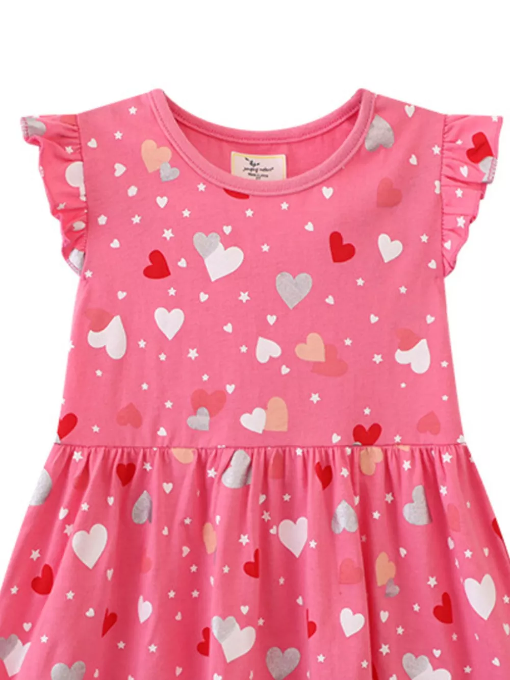 Children's Heart Print Ruffle Sleeve Casual Dress, image 2