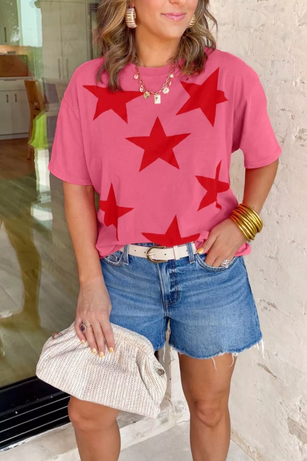 Independence Day Star Printed Mineral Wash T Shirt, image 3