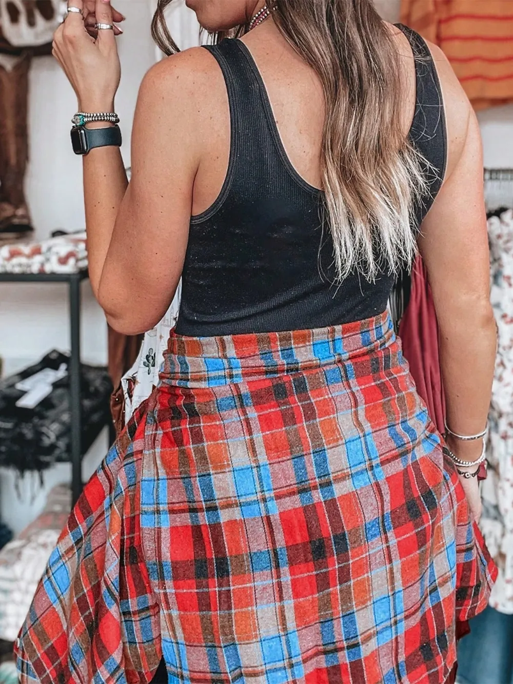 Plaid Collared Neck Long Sleeve Shirt, image 13