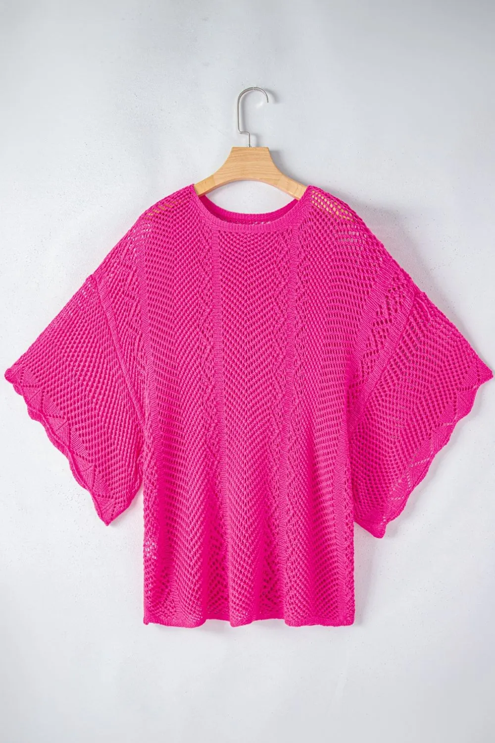 Scallop Edge Half Sleeve Pointelle Knit Top, image 15