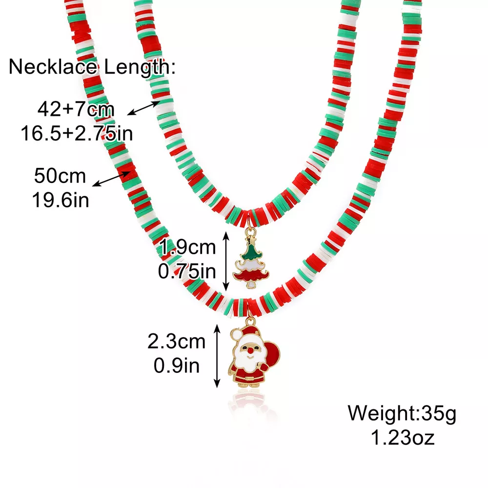 Alloy Christmas Necklace with Santa and Christmas Tree Pendant, image 5