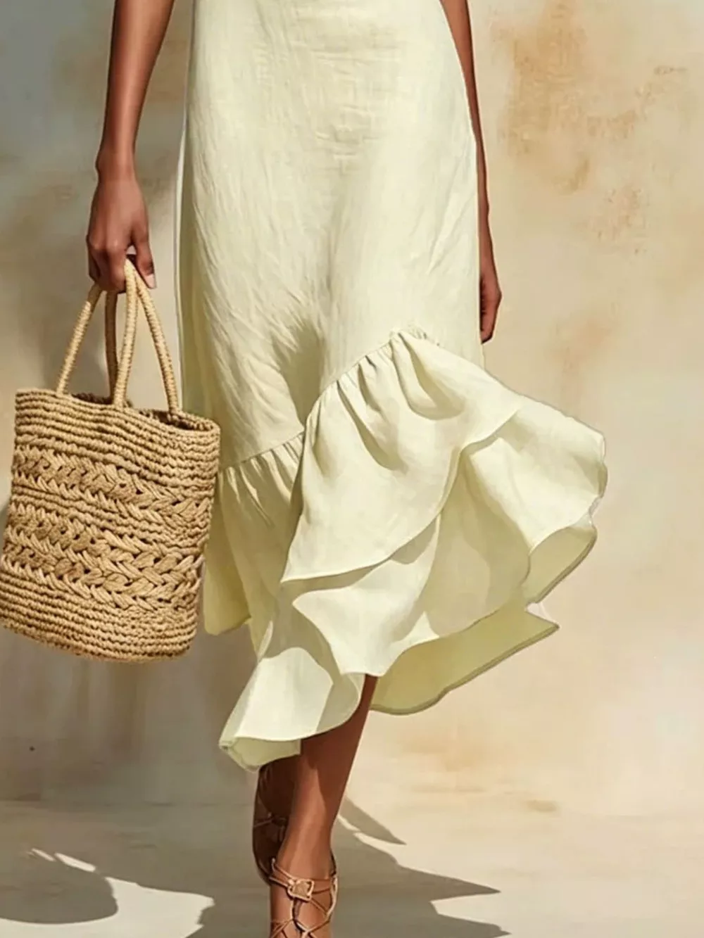 Full Size Ruffle Hem Sleeveless Midi Dress Plus Size, image 2
