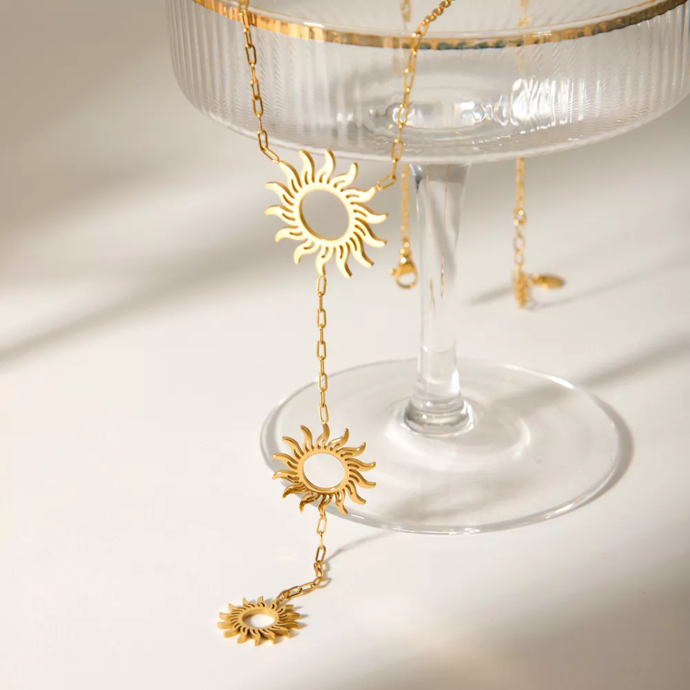 18K Gold-Plated Sun Pendant Necklace, image 7