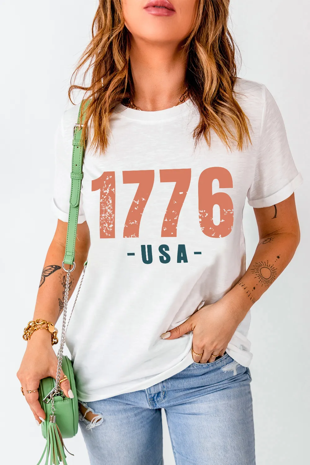 Graphic Round Neck Short Sleeve T-Shirt, image 5