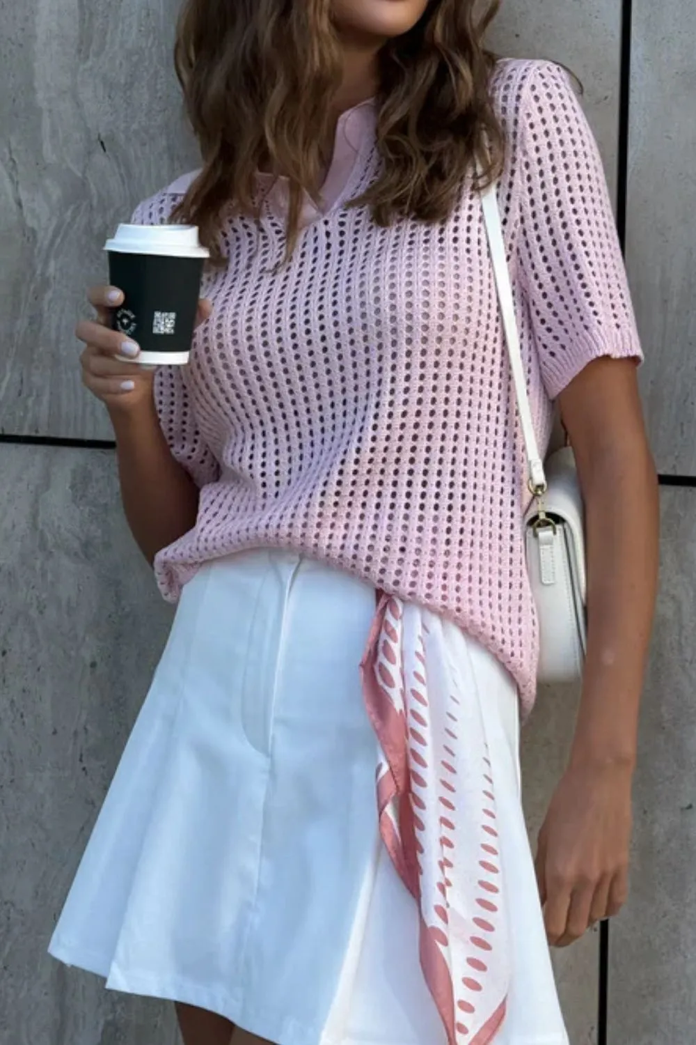 Hollow Out Short Sleeve Knit Cover Up Top, image 4