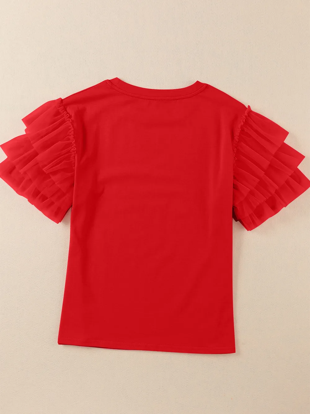 Ruffled Round Neck Short Sleeve Blouse, image 7